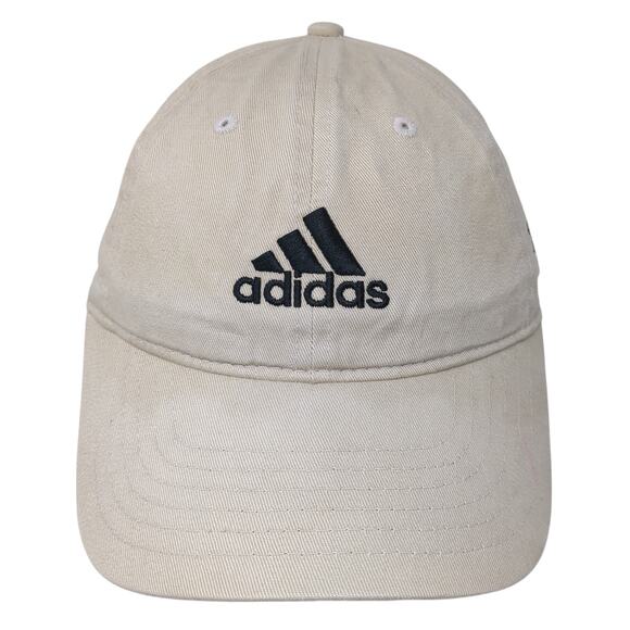 Adidas Slideback Hat Beige One Size 3 Stripes Adjustable Vent Holes - Picture 1 of 9